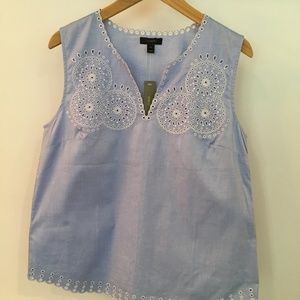 J. Crew Sleeveless Cotton Top with lace